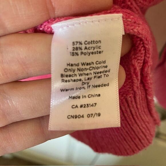 Talbots Crew Neck Cable Knit Pullover Sweater Pink 3-Button Cuff Women's Plus 1X - Picture 6 of 8